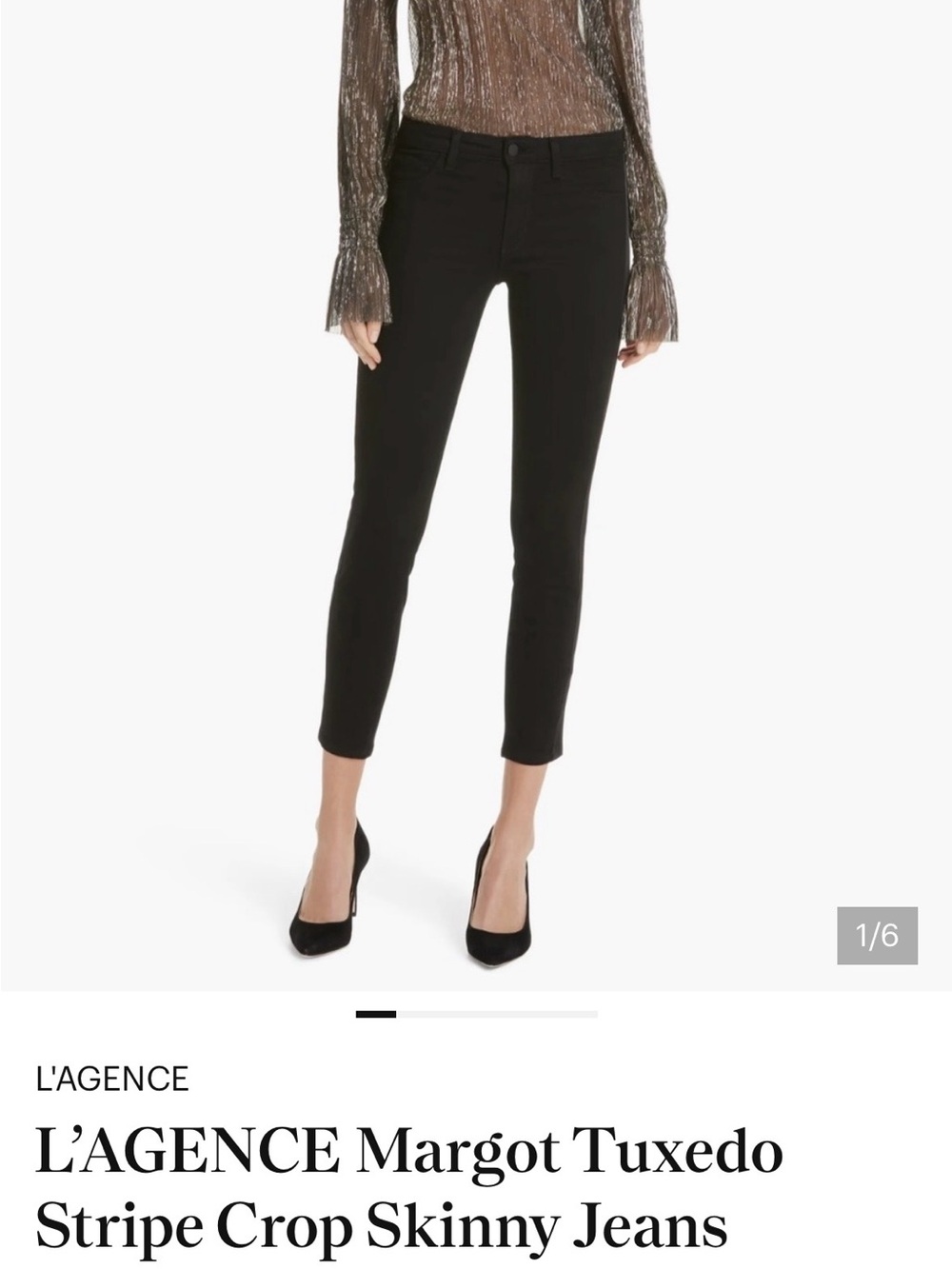 L'AGENCE Margot Crop Skinny Jeans - Black